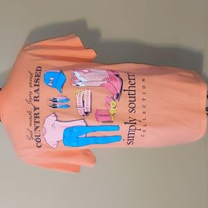Ladies Simply Southern short sleeve peach Tshirt "God Made, Jesus Saved" Sz M